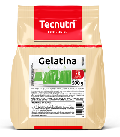 Lemon Gelatin Tecnutri - 500g Box: 10 units