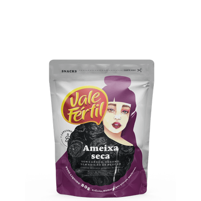 Pitted Dried Plums Vale Fértil - 80g Doy Pack Box: 24 units