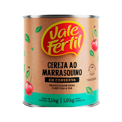 Maraschino Cherry Vale Fértil - 1.8kg Can Box: 6 units