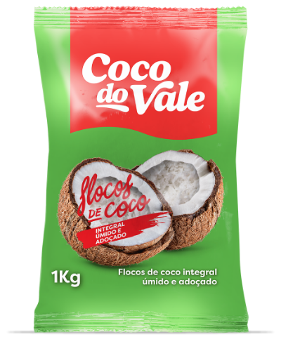 Moist and Sweetened Coconut Flakes Coco do Vale - 1Kg Box: 4 units