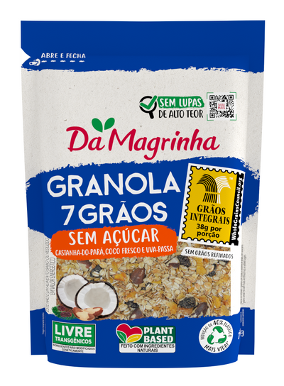 Granola 7 Grains Sugar Free Da Magrinha - 250g Box: 12 units