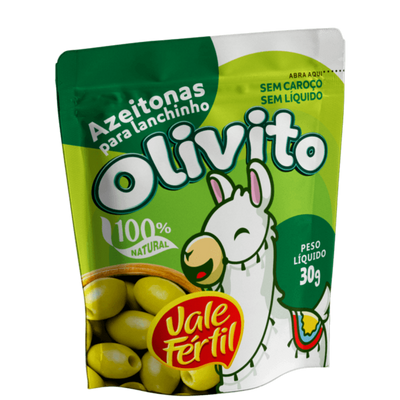 Pitted Green Olive Snack Vale Fértil - 30g Children Sache Box: 24 units